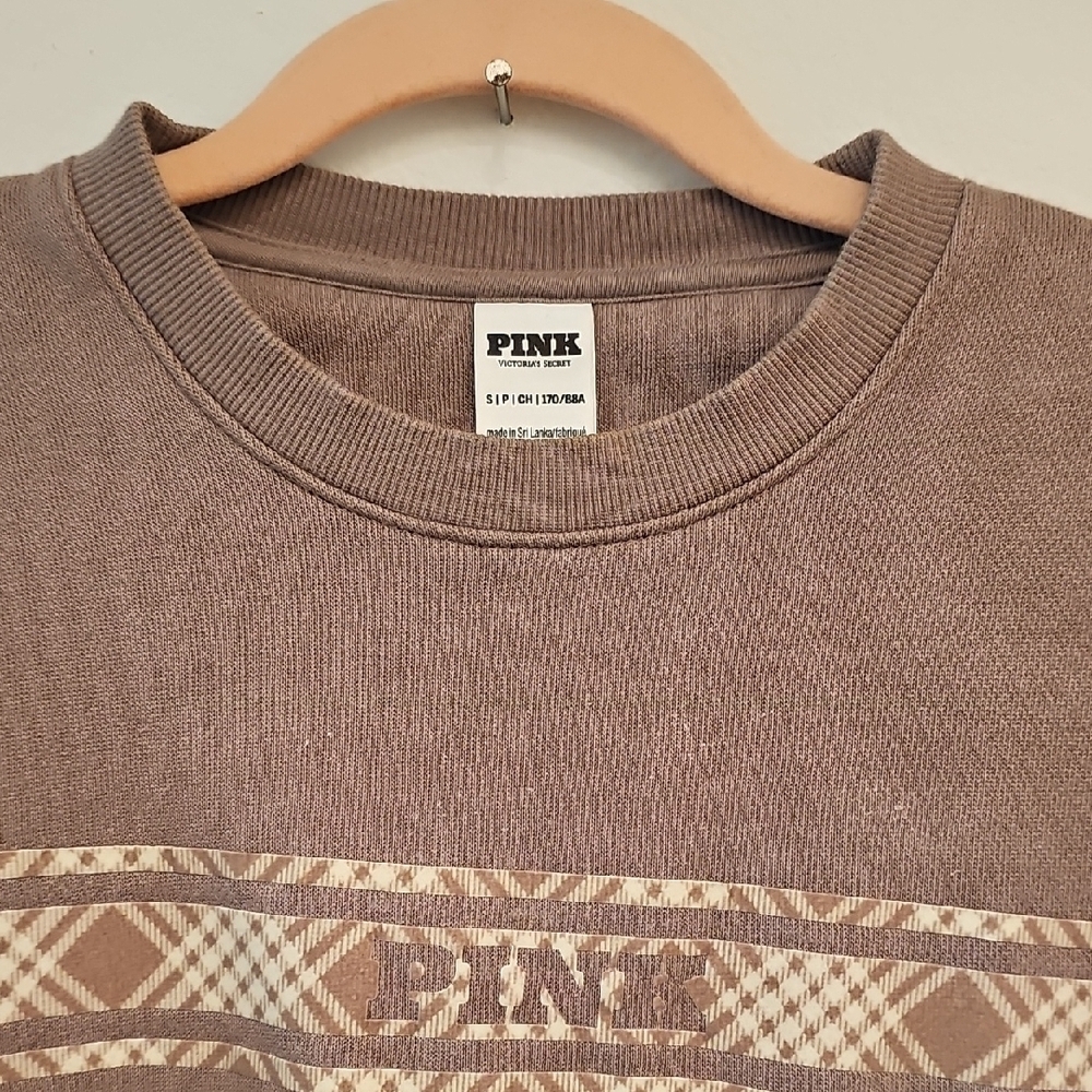 PINK Victoria's Secret Brown Patterned Crewneck Sweater - Picture 3 of 4